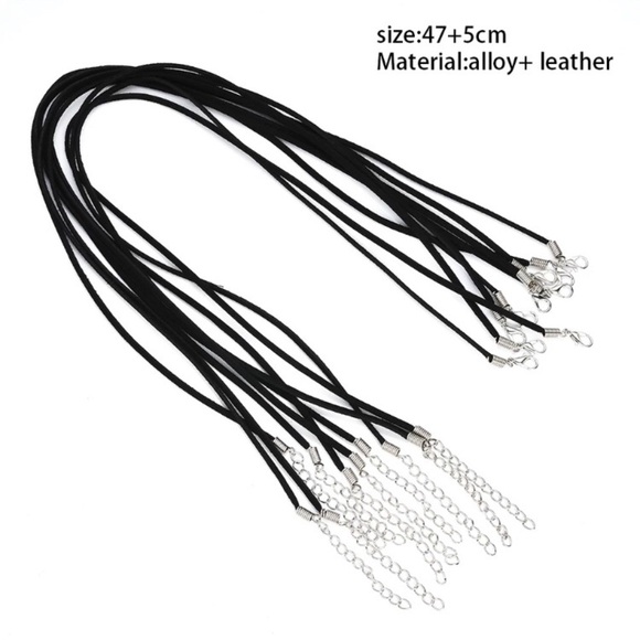🔴 5 for $10 ONE BLACK Suede Leather Cord Necklace - Picture 3 of 3